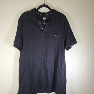 Rock Republic Mens XXL Black Short Sleeve Collared Pocket Polo Shirt